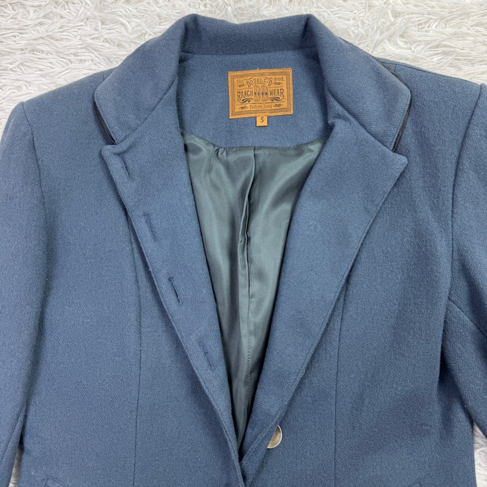 Double D Ranch Jacket Womens Small Blue Beaded Western Wool Buttoned Blazer S - Picture 3 of 12